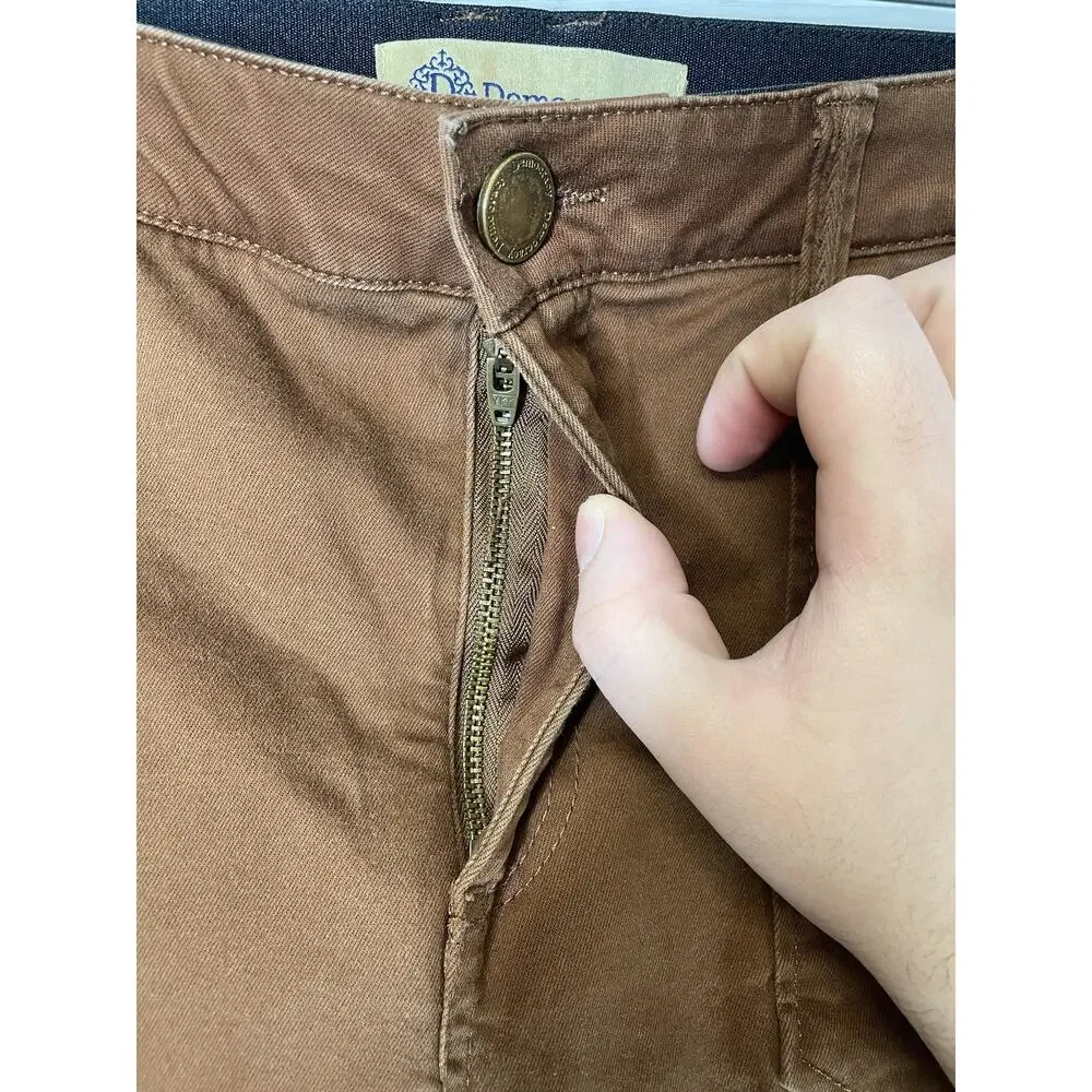 Democracy Pants Womens 10 Brown Twill Ab Technology Tapered‎ Leg Stretch Casual